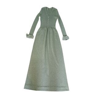 Vintage 70's Princesscore Victorian Shimmering Metallic Lurex Knit Maxi Dress